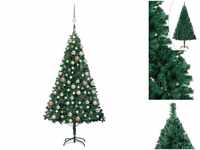 vidaXL Künstlicher Weihnachtsbaum mit LEDs & Kugeln grün 180 cm (3077622)