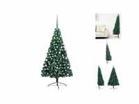 vidaXL Künstlicher Halber Weihnachtsbaum mit LEDs & Kugeln grün 180 cm...