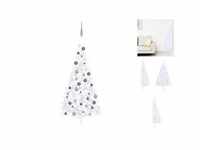 vidaXL Künstlicher Halber Weihnachtsbaum mit LEDs & Kugeln weiß 210 cm...