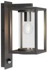 Lucande Au&szlig;en-Wandleuchte Ferda, Metall, Schwarz IP44mit Bewegungsmelder, 1 x 15 W