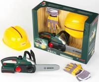 Klein Spielwerkzeug Bosch Kettens&auml;ge mit Helm und Handschuhe, (Set)