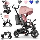 lionelo Dreirad-Kinderwagen HAARI, Elternlenkung, Zusammenklappbar, Tasche /von 18