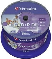 Verbatim DVD-Rohling DVD+R DL 8.5 GB 8x 50er Spindel 43703, Bedruckbar