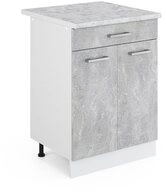 Vicco Unterschrank R-Line, Beton/Wei&szlig;, 60 cm mit Schublade, AP Marmor (1-St)