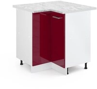 Vicco Eckunterschrank R-Line, Rot Hochglanz/Wei&szlig;, 75.6 cm, AP Marmor (1-St)