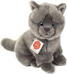 Teddy Hermann&reg; Kuscheltier Kart&auml;user Katze sitzend grau, 20 cm, zum Teil aus