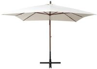 vidaXL Ampelschirm, Sonnenschirm 300x300 cm Holzmast Wei&szlig;
