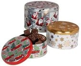 BURI Teedose Weihnachts-Metalldosen-Set rund 4-teilig, Metall