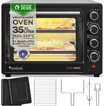 TurboTronic Minibackofen mit Umluft und Drehspie&szlig; 35 Liter, Schwarz, inkl. 2x