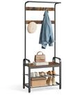 VASAGLE Garderobenst&auml;nder Garderobe, mit Sitzfl&auml;che, 2 Gitterablagen