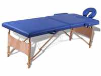 vidaXL Massageliege Massageliege Klappbar 2-Zonen mit Holzgestell Blau