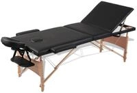 vidaXL Massageliege Massageliege Klappbar 3-Zonen mit Holzgestell Schwarz