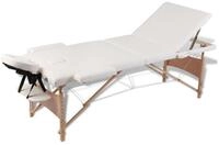vidaXL Massageliege Massageliege Klappbar 3-Zonen mit Holzgestell Cremewei&szlig;