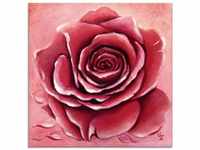 Art-Land Rote Rose handgemalt Blumen rot 30x30 cm
