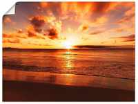 Art-Land Schöner Sonnenuntergang Strand Gewässer orange 60x45 cm