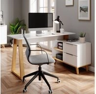 Vicco Schreibtisch Nautica, Wei&szlig;/Eiche, 138 x 60 cm mit Schubladen XL (1-St)