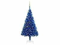 vidaXL Künstlicher Weihnachtsbaum mit LEDs & Kugeln blau 210 cm (3077510)
