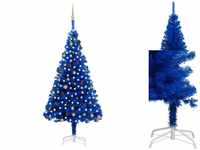 vidaXL Künstlicher Weihnachtsbaum mit LEDs & Kugeln blau 240 cm (3077511)