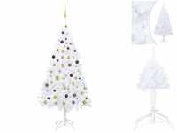 vidaXL Künstlicher Weihnachtsbaum mit LEDs & Kugeln weiß 210 cm (3077542)