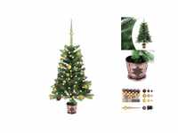 vidaXL Künstlicher Weihnachtsbaum mit LEDs & Kugeln 90 cm grün (3077552)