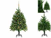 vidaXL Künstlicher Weihnachtsbaum mit LEDs & Kugeln 120 cm grün (3077553)