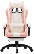 vidaXL Gaming-Stuhl, Gamer Stuhl mit Fu&szlig;st&uuml;tze Rosa und Wei&szlig; Kunstleder