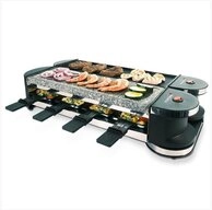 KORONA Raclette 45071 Drehbar 4 / 8 Personen Antihaft Grillplatte + Steinplatte, 8