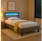 CARO-M&ouml;bel Polsterbett MANDALAY, LED Bett 90x200 cm Einzelbett mit Lattenrost und