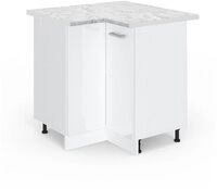 Vicco Eckunterschrank R-Line, Wei&szlig; Hochglanz/Wei&szlig;, 75.6 cm, AP Marmor (1-St)