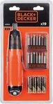 Black + Decker Bit-Schraubendreher Batterie-Stabschrauber-Set, 19-teiliger...