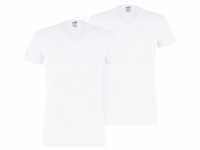 PUMA V-Shirt (2er-Pack) mit Markenlabel, weiß