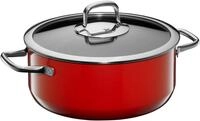 WMF Bratentopf Fusiontec Compact Bratentopf mit Glasdeckel, 24 cm, Red, Fusiontec (1x