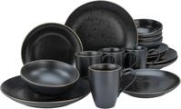 CreaTable Kombiservice Industrial Schwarz (16-tlg), 4 Personen, Steinzeug