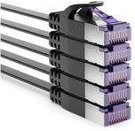 deleyCON deleyCON 5x 0,25m RJ45 Patchkabel Flachkabel mit CAT7 Rohkabel U/FTP