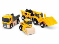 BRIO® Spielzeug-Eisenbahn Baustellenfahrzeuge, (Set, 3-tlg), Kipper, Walze und