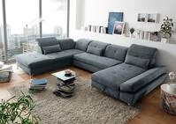 ED EXCITING DESIGN Wohnlandschaft Melfi U-Form mit Bettfunktion, Bettkasten,...