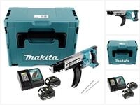 Makita Akku-Magazinschrauber DFR 750 RTJ Akku Magazinschrauber 18V 45-75mm + 2x...