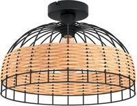 EGLO Deckenleuchte ANWICK Deckenlampe, Stahl und Rattan, E27, IP20, Esszimmerlampe,