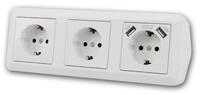 McPower Aufputz-Steckdose CUP Aufbau-Steckdosenblock wei&szlig;, 3-fach & 2x USB-A
