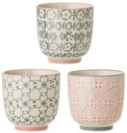 Bloomingville Becher Bloomingville C&eacute;cile Becher 180 ml Rose Steingut 3er Set,