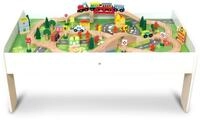 Coemo Spielzeugeisenbahn-Set, Set aus Holz Spieltisch f&uuml;r Kinder und 90 tlg.