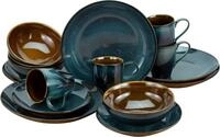 CreaTable Kombiservice Geschirr-Set Mallorca (16-tlg), 4 Personen, Steinzeug,