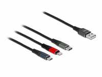 Delock USB Ladekabel, USB-A Stecker > USB-C + Micro USB + Lightning Stecker