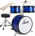 XDrum Kinderschlagzeug Junior KIDS,Komplettes Drumset, Inkl. Drumsticks & Hocker,