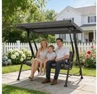 Outsunny Hollywoodschaukel Gartenschaukel mit Sonnendach, 3-Sitzer, Bettfunktion,