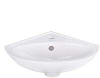 Belvit Waschbecken BV-WBE1001 aus Keramik &ndash; Eckwaschbecken mit Hahnloch...