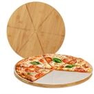 relaxdays Pizzaschneidebrett Pizzabrett Bambus 2er Set mit Backpapier, Bambus