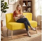 HOMCOM 2-Sitzer Sofa mit Leinen-Optik, Couch 1 Teile, Kompaktes 2-Sitzer Sofa mit