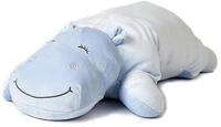 Uni-Toys Kuscheltier Pl&uuml;sch-Kissen Nilpferd, ultraweich, 56 cm - hellblau/rosa -