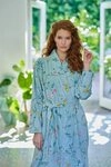 PiP Studio Bademantel Les Fleurs Bathrobe Blue L Blau 100% Cotton, terry velour, 380